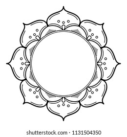Mandala for coloring book. Decorative round ornament pattern. Hand drawn background. Can be used for coloring book, greeting card, phone case print, etc. Vector Henna Tattoo style. Yoga logos Vector.