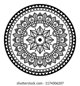 Mandala for coloring book, decorative round ornament. Can be used for coloring book, greeting card, phone case print, etc. Hand drawn background, vector EPS10 
