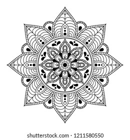 Mandala for coloring book. Decorative round ornament pattern. Hand drawn background. Yoga logos Vector. Can be used for coloring book, greeting card, phone case print, etc. 