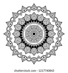 Mandala for coloring book, decorative round ornament. Can be used for coloring book, greeting card, phone case print, etc. Hand drawn background, vector EPS10 
