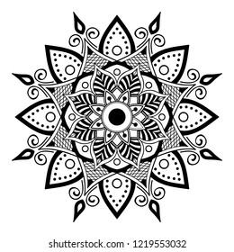 Mandala for coloring book, decorative round ornament. Can be used for greeting card, phone case print, etc. Hand drawn background, vector isolated on white. EPS 10