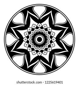 Mandala for coloring book, decorative round ornament. Can be used for greeting card, phone case print, etc. Hand drawn background, vector isolated on white. EPS 10 
