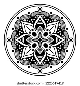Mandala for coloring book, decorative round ornament. Can be used for greeting card, phone case print, etc. Hand drawn background, vector isolated on white. EPS 10 
