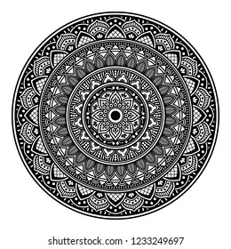 Mandala for coloring book, decorative round ornament. Can be used for greeting card, phone case print, etc. Hand drawn background, vector isolated on white. EPS 10 
