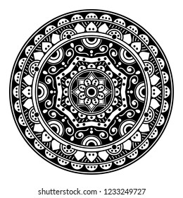 Mandala for coloring book, decorative round ornament. Can be used for greeting card, phone case print, etc. Hand drawn background, vector isolated on white. EPS 10 
