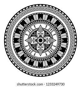 Mandala for coloring book, decorative round ornament. Can be used for greeting card, phone case print, etc. Hand drawn background, vector isolated on white. EPS 10 
