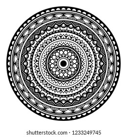 Mandala for coloring book, decorative round ornament. Can be used for greeting card, phone case print, etc. Hand drawn background, vector isolated on white. EPS 10 
