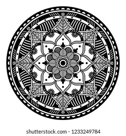 Mandala for coloring book, decorative round ornament. Can be used for greeting card, phone case print, etc. Hand drawn background, vector isolated on white. EPS 10 
