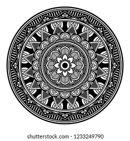 Mandala for coloring book, decorative round ornament. Can be used for greeting card, phone case print, etc. Hand drawn background, vector isolated on white. EPS 10 
