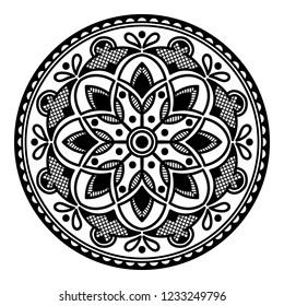 Mandala for coloring book, decorative round ornament. Can be used for greeting card, phone case print, etc. Hand drawn background, vector isolated on white. EPS 10 
