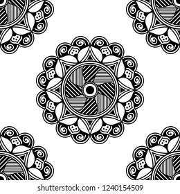 Mandala for coloring book, decorative round ornament. Can be used for greeting card, phone case print, etc. Hand drawn background, vector isolated on white. EPS 10 
