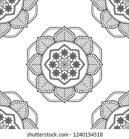 Mandala for coloring book, decorative round ornament. Can be used for greeting card, phone case print, etc. Hand drawn background, vector isolated on white. EPS 10 
