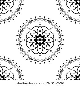 Mandala for coloring book, decorative round ornament. Can be used for greeting card, phone case print, etc. Hand drawn background, vector isolated on white. EPS 10 
