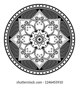 Mandala for coloring book. Decorative round ornament pattern. Hand drawn background. Yoga logos Vector. Can be used for coloring book, greeting card, phone case print, etc. Vector Henna Tattoo style. 