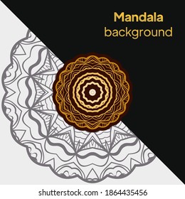 Mandala for coloring book. Decorative round ornament. Yoga logo, background for meditation poster. Unusual flower shape. Oriental vector illustration.