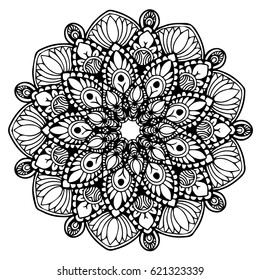 Mandala for coloring book. Decorative round ornaments. Unusual flower shape. Oriental vector, Anti-stress therapy patterns. Weave design elements. Yoga logos Vector.