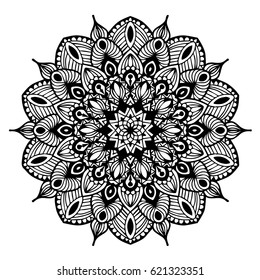 Mandala for coloring book. Decorative round ornaments. Unusual flower shape. Oriental vector, Anti-stress therapy patterns. Weave design elements. Yoga logos Vector.