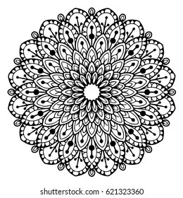 Mandala for coloring book. Decorative round ornaments. Unusual flower shape. Oriental vector, Anti-stress therapy patterns. Weave design elements. Yoga logos Vector.