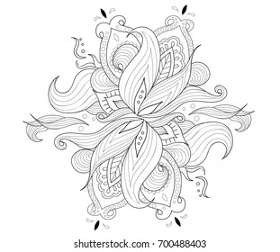 Mandala for coloring book. Decorative round ornament. Anti-stress therapy pattern. Weave design element. Yoga logo, background for meditation poster