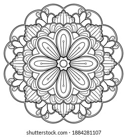 mandala Coloring book. design wallpaper. tile pattern. paint shirt, greeting card, sticker, lace pattern and tattoo. decoration interior design. hand drawn vector. white background