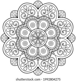Mandala Coloring book. greeting card sticker lace pattern and tattoo, yoga design tile pattern. Wall Art, Limitless Walls. hand drawn mandala vector. 