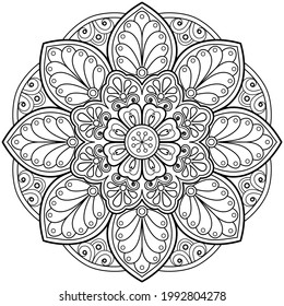 Mandala Coloring book. greeting card sticker lace pattern and tattoo, yoga design tile pattern. Wall Art, Limitless Walls. hand drawn mandala vector. 