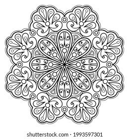 Mandala Coloring book. greeting card sticker lace pattern and tattoo, yoga design tile pattern. Wall Art, Limitless Walls. hand drawn mandala vector. 