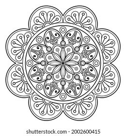 Mandala Coloring book. greeting card sticker lace pattern and tattoo, yoga design tile pattern. Wall Art, Limitless Walls. hand drawn mandala vector. 
