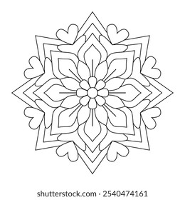 Mandala livro de colorir. cartão de saudação adesivo padrão de renda e tatuagem, arquivo vetorial, arte de parede, arte mandala simples, Design para um papel de parede Camisa de pintura e azulejo Adesivo Design, arquivo vetorial