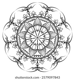 Mandala Coloring book line art vector illustration. 