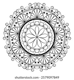 Mandala Coloring book line art vector illustration. 