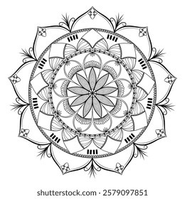 Mandala Coloring book line art vector illustration. 