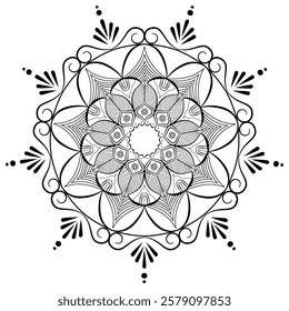 Mandala Coloring book line art vector illustration. 