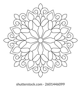 Mandala Coloring book line art vector illustration, wall art, simple mandala art, Design for a wallpaper Paint shirt and tile Sticker Design, vector file