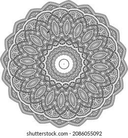 Mandala Coloring Book Page Black White Circle Pattern Ornament Vintage Art Design