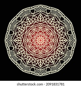 Mandala for Coloring Book Page, Black Background Vector Illustration  svg