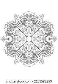 Mandala coloring book page. Black and white mandala vector isolated on white.