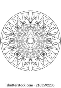 Mandala coloring book page. Black and white mandala vector isolated on white.