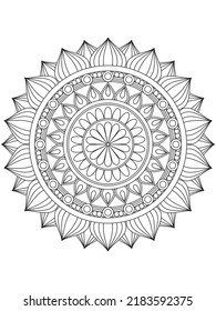 Mandala coloring book page. Black and white mandala vector isolated on white.