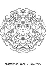 Mandala coloring book page. Black and white mandala vector isolated on white.