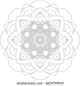 Mandala Coloring book page design. Simple Mandala coloring design for beginners, seniors and children. Mehndi flower pattern for Henna drawing and tattoo. Decoration in ethnic oriental, Indian style.