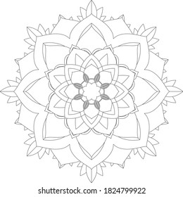 Mandala Coloring book Page design. Simple Mandala coloring design for beginners, seniors and children.  Mehndi flower pattern for Henna drawing and tattoo. Decoration in ethnic oriental, Indian style.