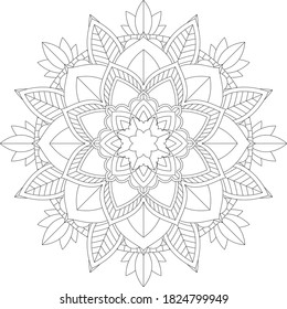 Mandala Coloring book page design. Simple Mandala coloring design for beginners, seniors and children. Mehndi flower pattern for Henna drawing and tattoo. Decoration in ethnic oriental, Indian style.