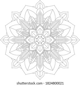 Mandala Coloring book page design. Simple Mandala coloring design for beginners, seniors and children. Mehndi flower pattern for Henna drawing and tattoo. Decoration in ethnic oriental, Indian style.