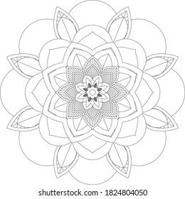 Mandala Coloring book page design. Simple Mandala coloring design for beginners, seniors and children. Mehndi flower pattern for Henna drawing and tattoo. Decoration in ethnic oriental, Indian style.