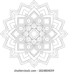 Mandala Coloring book page design. Simple Mandala coloring design for beginners, seniors and children. Mehndi flower pattern for Henna drawing and tattoo. Decoration in ethnic oriental, Indian style.