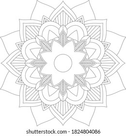 Mandala Coloring book page design. Simple Mandala coloring design for beginners, seniors and children. Mehndi flower pattern for Henna drawing and tattoo. Decoration in ethnic oriental, Indian style.