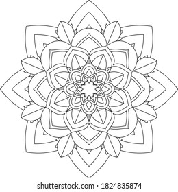 Mandala Coloring Buchseitendesign. Einfaches Mandala Farbdesign für Anfänger, Senioren und Kinder. Mehndi Blumenmuster für Henna Zeichnung und Tattoo. Dekoration im orientalischen, indischen Stil.