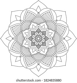 Mandala Coloring book page design. Simple Mandala coloring design for beginners, seniors and children. Mehndi flower pattern for Henna drawing and tattoo. Decoration in ethnic oriental, Indian style.