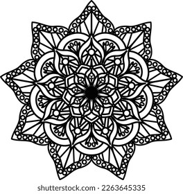 Mandala Coloring book page design. Simple coloring design for beginners, seniors and children. Mehndi flower pattern for Henna drawing and tattoo. Decoration in ethnic oriental, Indian sty